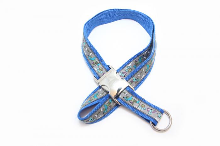 Schlüsselband in royalblau mit Hunden 25 mm breit