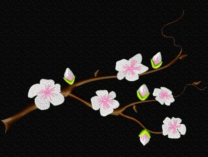 Kissenhülle weiße Kirschblüte bestickt Baumwolle Farbauswahl Größenauswahl