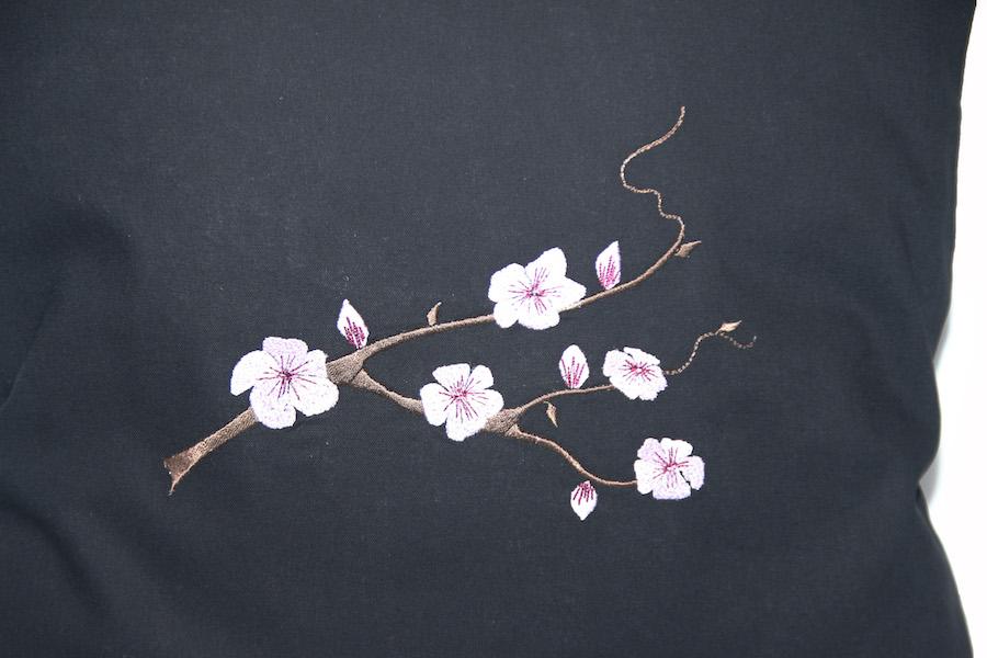 Kissenhülle Kirschblüten rosa bestickt Baumwolle Farbauswahl Größenauswahl