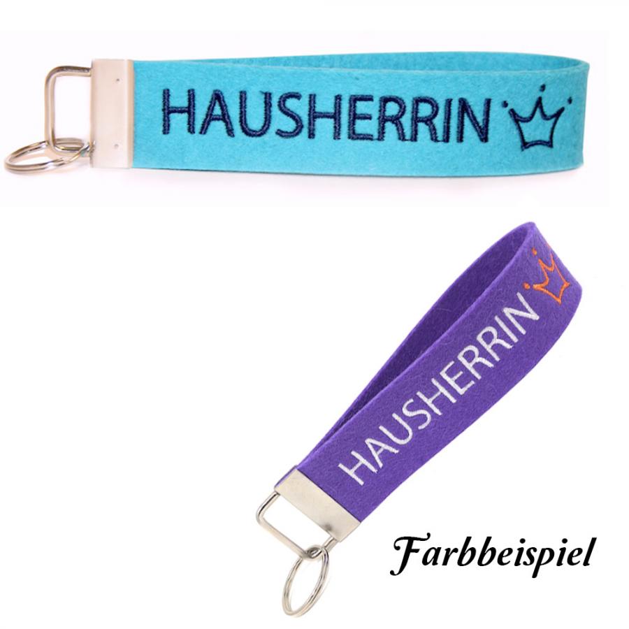 Schlüsselanhänger HAUSHERRIN + Krone Wollfilz Farbauswahl